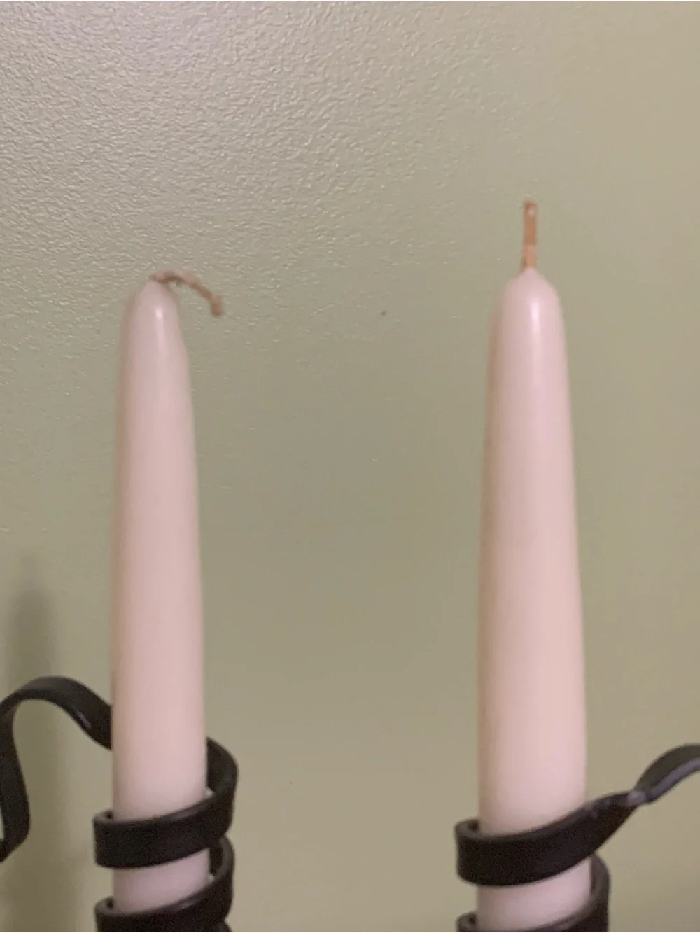 Vintage Wood and Wrought Iron Courting Candles - Pair Set of 2.